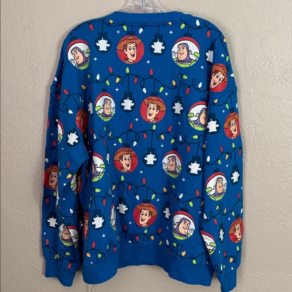 Disney Store Blue Toy Story Light-Up Holiday Christmas Crew Sweatshirt XL - Picture 11 of 11